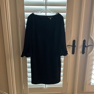 Karl Lagerfeld Dress NWT black Size 12 Midi tulip sleeve 38 long 19 across.